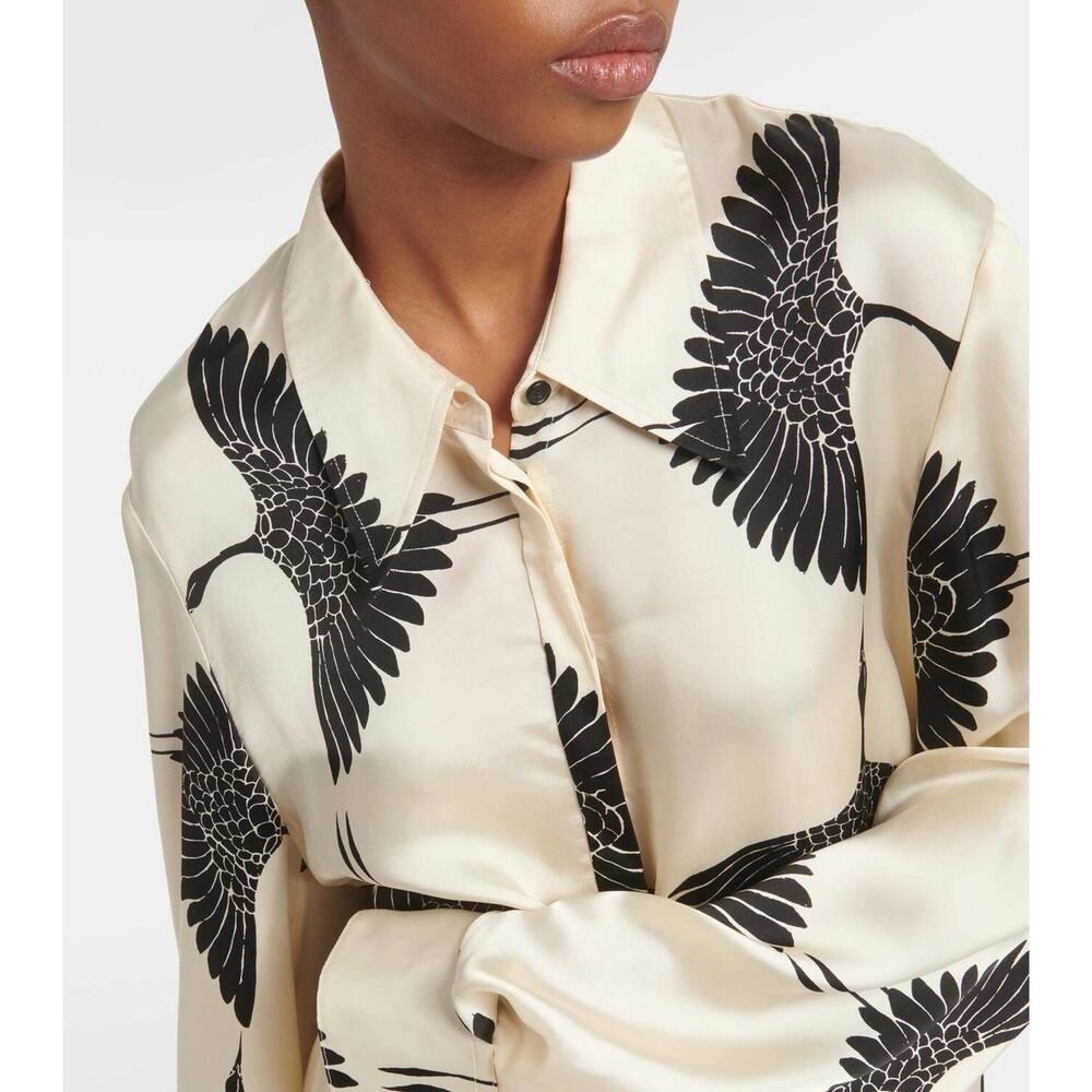 KHAITE Minta Highlow Satin Blouse - 4 - Picture 4 of 8